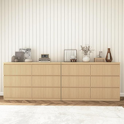 Fluted Dresser for Bedroom,6 Modern Large Wood Dresser,Chest of Drawers for Bedroom, Living Room,Hallway,Entryway,TV Stand Drawer Organizer(Fluted Natural)