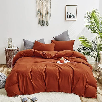 Pureant Burnt Orange Comforter Set California King 3Pcs Terracotta Bedding Comforter Sets Rust Cal King Comforter Cotton for Women Girls Soft Boho Caramel Comforter Sets Reddish Orange Blankets