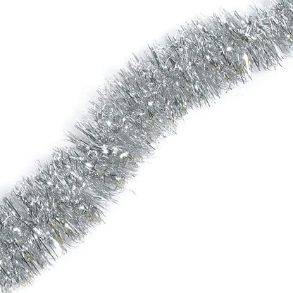 TCDesignerProducts Silver Tinsel Garland - 15' Long x 2" Wide, Parade Float Decorations for Trailer Or Golf Cart, Christmas Garland Décor for Home and Party