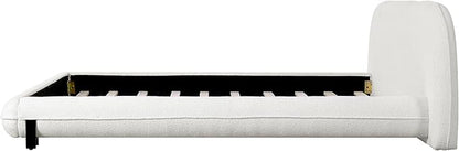 White King Size Bed Frame, Upholstered Cloud Boucle Platform Beds Frames with Headboard, Anti-Collision Soft Rounded Corners Footboard, No Box Spring Required, Easy Assembly (29" H White, King)