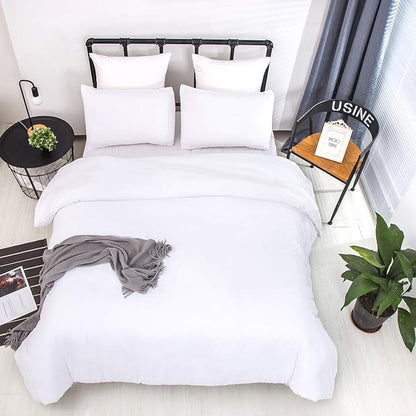 CLOTHKNOW White Full Size Comforter Sets 3Pcs White Bedding Comforter Sets Women Men Bedding Sets Soft Comforter with 2 x Pillow Cases All Season