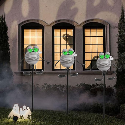 Halloween Pathway Lights 38.2" with Realistic Eye Movement, Mummy Halloween Lawn Stakes for Cute Outdoor Decorations with Solar Eyeball Lights