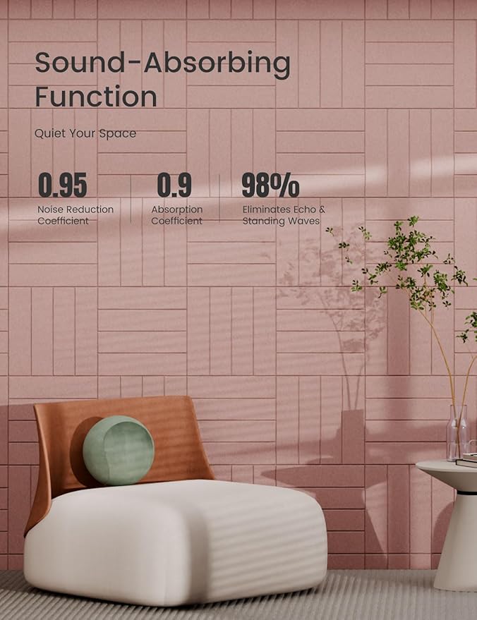 Bumusty Large Cork Board Alternative-47 x35 Felt Bulletin Board Tiles, with 30 Pushpins, 70 Adhesive Tabs, 12-Pack Slat Wall Paneling, Cork Boards for Office Push Pin Board Felt Board-Pink