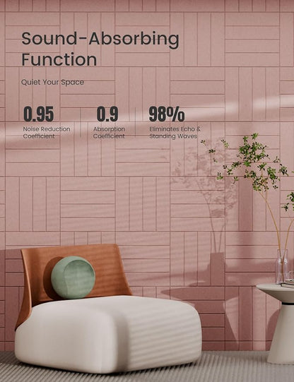 Bumusty Large Cork Board Alternative-47 x35 Felt Bulletin Board Tiles, with 30 Pushpins, 70 Adhesive Tabs, 12-Pack Slat Wall Paneling, Cork Boards for Office Push Pin Board Felt Board-Pink