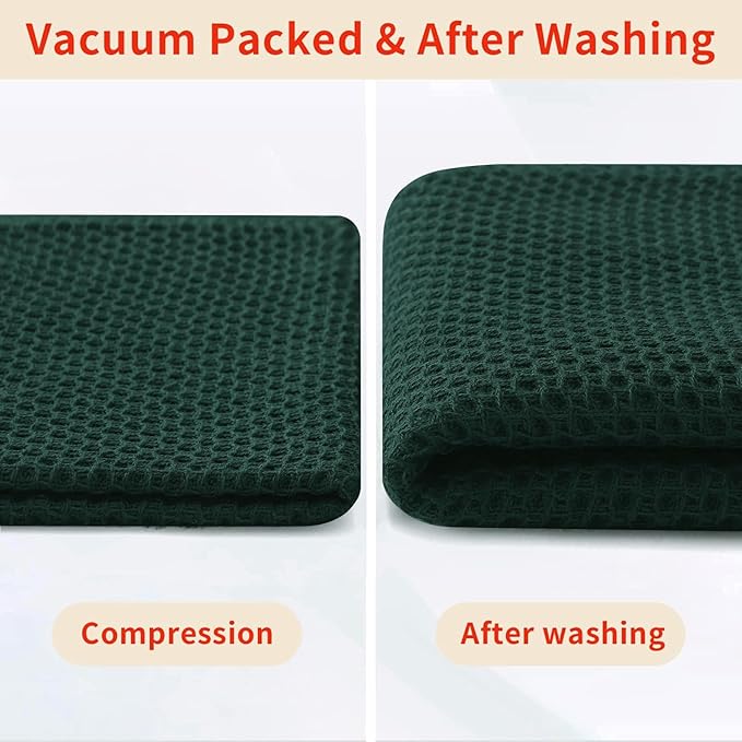 Homaxy 100% Cotton Kitchen Towels and Dishcloths Set, 12 x 12 Inches and 13 x 28 Inches, Set of 16 Bulk Kitchen Towels Set, Ultra Soft Absorbent Dish Cloths for Washing Dishes, Blackish Green