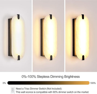 ZEROUNO 14.2 inch Alabaster Wall Sconces, Natural Marble Wall lamp,Dimmable Alabaster Wall Light Fixtures for Stairs Bathroom Living Room Bedroom or Vanity,Hallway