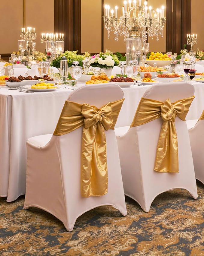 VEVOR White Stretch Spandex Chair Covers - 12 PCS, Folding Kitchen Chairs Cover, Universal Washable Slipcovers Protector, Removable Chair Seat Covers, for Wedding Party Dining Room Banquet Event