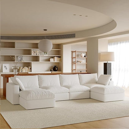 Acanva Oversized Modular Sectional Cloud Couch, Free Combination Minimalist Sofa with Shredded Latex Filled Cushion and Removable Slipcovers for Living Room, Home Office, Ottoman