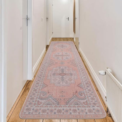 Washable Runner Rug Hallway Carpet : 2x8ft Stain Resistant Entryway Runner No Crease Non Slip Laundry Room Floor Rug for Indoor Kitchen Bedroom Bedside Entryway Entry Foyer Dining Office Farmhouse