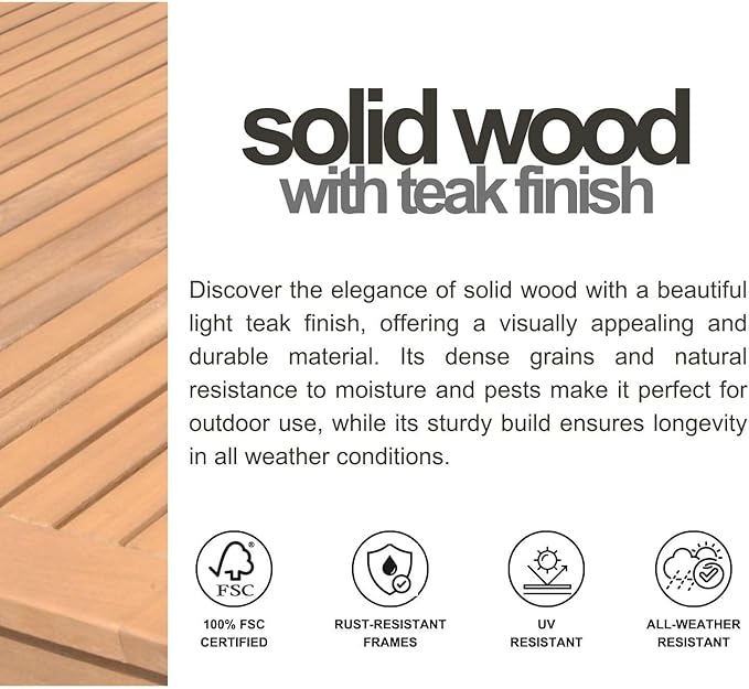 Amazonia Bahamas | Black and Quick dry Sling Chairs | Teak Finish | Durable and Ideal for Indoors and Outdoor Chairs  (Set of 4), Round 5-Piece