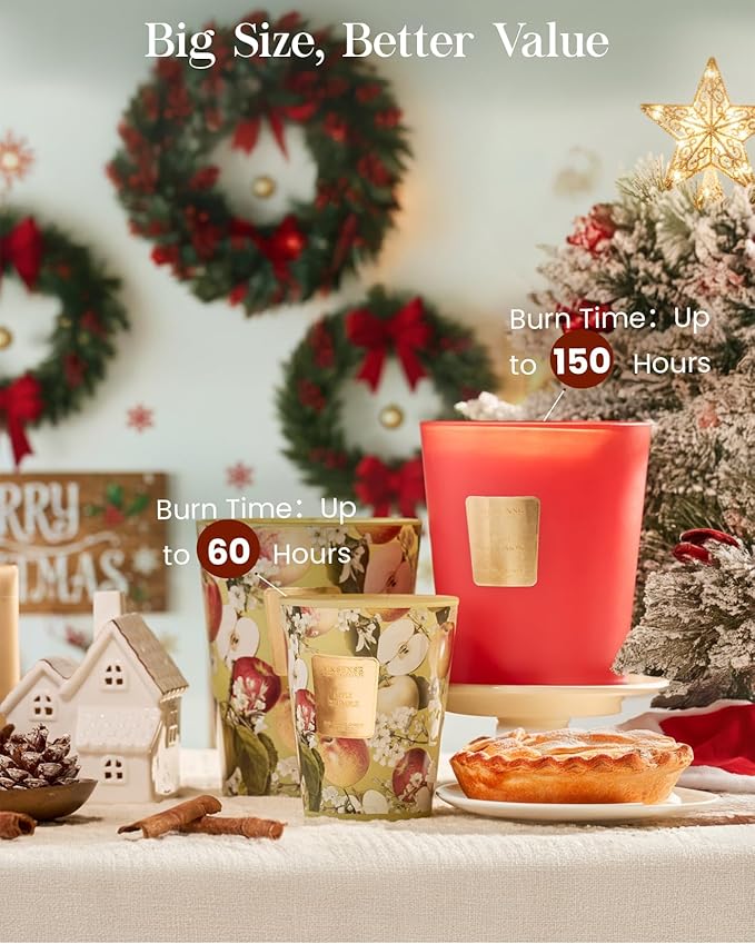 M&SENSE Apple Cinnamon Scented Candle 35oz 150H Burn Time Long Lasting, 3-Wick Natural Aromatherapy Candle Highly Scented, Home Fragrance Thanksgiving Christmas Gifts