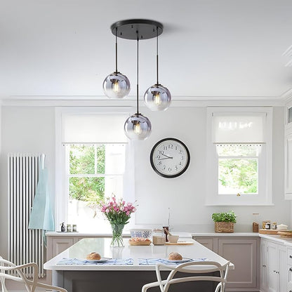 KCO Lighting 3 Pendant Light Fixtures Ceiling Hanging Large Glass Cluster Chandelier Nordic Mercury Glass Pendant Light Modern Cluster Pendant Light Fixture