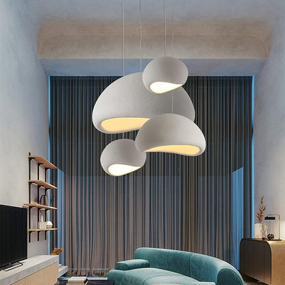 JAYMP 30cm Mini Size Wabi Sabi Pendant Light for Dining Room Kitchen Island Hallway Modern Hanging Lamp E26 Base Japanese Style Bird Nest Shape Lighting Fixture (Matte White,B Shape, 11.8“ Small Size)