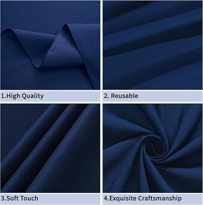 Navy Blue 6 Pack Polyester Table Cloth 60 x 84 Inch, Rectangle Tablecloths for 6 Foot Tables Washable Table Cloth for Party Wedding