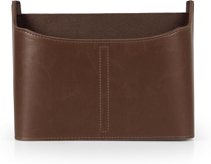 Londo PU Leather Remote Control Holder, Office Supplies Desk Organizer with Tablet Slot, Makeup Brush and Utensils Cube, Large Capacity Desk Caddy with 5 Compartments