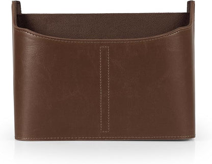 Londo PU Leather Remote Control Holder, Office Supplies Desk Organizer with Tablet Slot, Makeup Brush and Utensils Cube, Large Capacity Desk Caddy with 5 Compartments