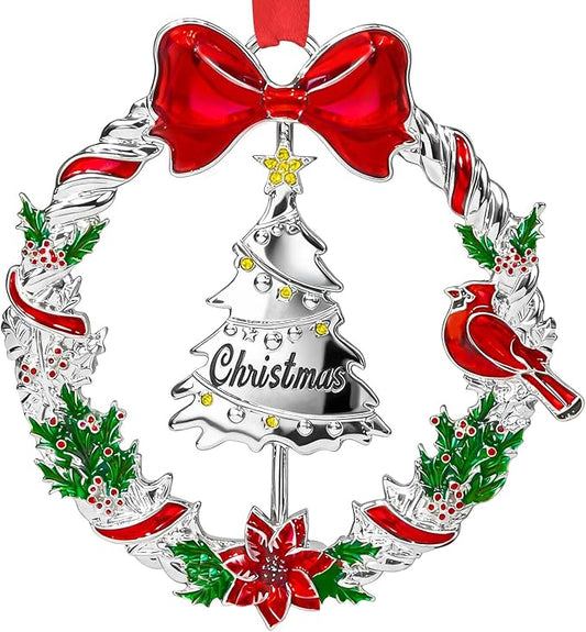 2025 Christmas Ornament for Christmas Tree Decorations, Double-Sided Rotatable Dated 2025 Wreath Ornaments, 3.3x3.3 Inch Ornament for Tree Wreath Door Fireplace Decorative Keepsake Gift