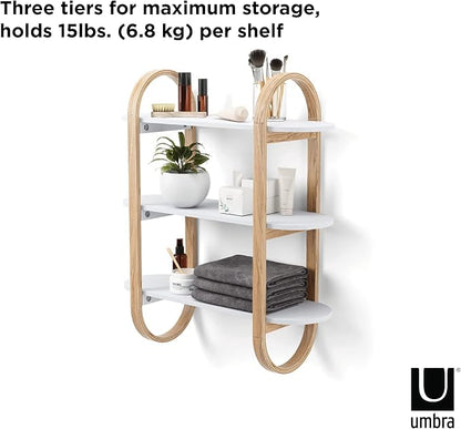 Umbra Bellwood Wall Shelf White/Natural, W65×D24×H75cm
