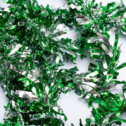Anderson's Metallic Green & Silver Sparkle Glitter Tinsel Twist Garland, 25ft Holiday Decoration, Christmas Tree Trim, Parade Float Decor, Party Supplies, Graduation, Indoor/Outdoor Event Garland