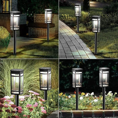 EXCMARK 8 Pack Solar Lights Outdoor Waterproof for Garden Pathway Walkway Driveway Yard Lawn Decorative Landscape Lighting. (Cool White Light, 8)