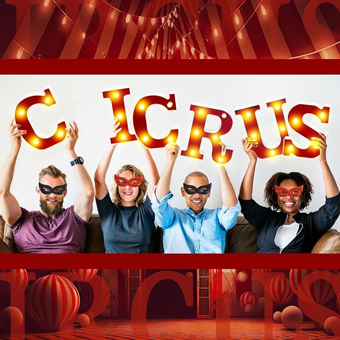 Circus Light up Letters Sign Party Decorations Battery Powered Marquee Lighted Sign LED Alphabet Letter Lights for Christmas Night Party Birthday Home Tabletop Decor Supplies