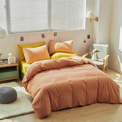 CLOTHKNOW Peach Pink King Size Comforter Set Orange Bedding Comforter Sets Soft All Season Cocal Orange Comforter with 2 x Pillow Cases