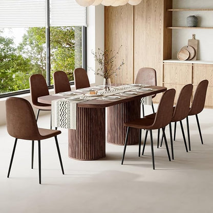 79" Dining Table Set for 8,Large Rectangular Kitchen Table Set for 8 with Cushioned Chairs,Modern Mid-Century Wood Dining Room Table Set,Ideal for Dining & Gatherings (Walnut)