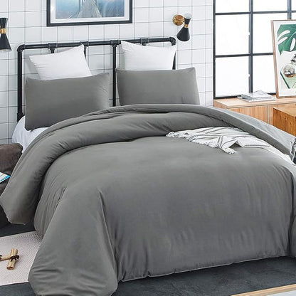 CLOTHKNOW Dark Gray Comforter Set Twin/Twin XL 3Pcs Grey Bedding Comforter Sets Boys Kids Charcoa Bed Sets with 2 x Pillowcases