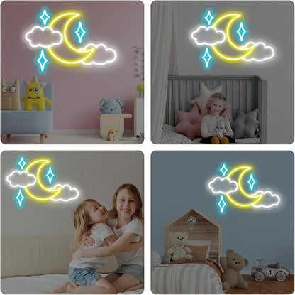 Star Moon Cloud Neon Sign for Wall Decor Bedroom Bar decor Personalized LED Neon Light, bedroom moon decorate, Game Room Decor, Moon Neon For Kids Room, Girls, Wedding, Party, Christmas