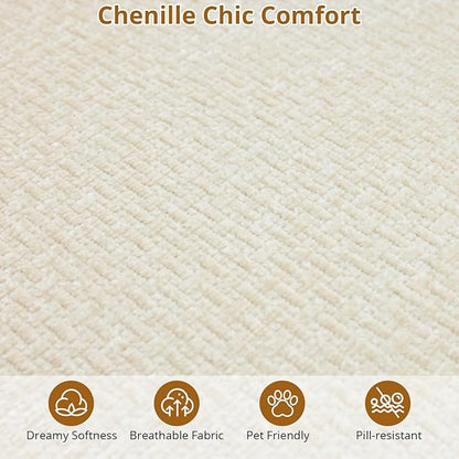 106” Curved Modular Sectional Sofa, Cloud Sectional Couch with Chaise/Deep Seat/Armrest/Chenille Fabric, No Assembly Required, Space-Saving, Boneless Compression Sleeper Sofa for Living Room