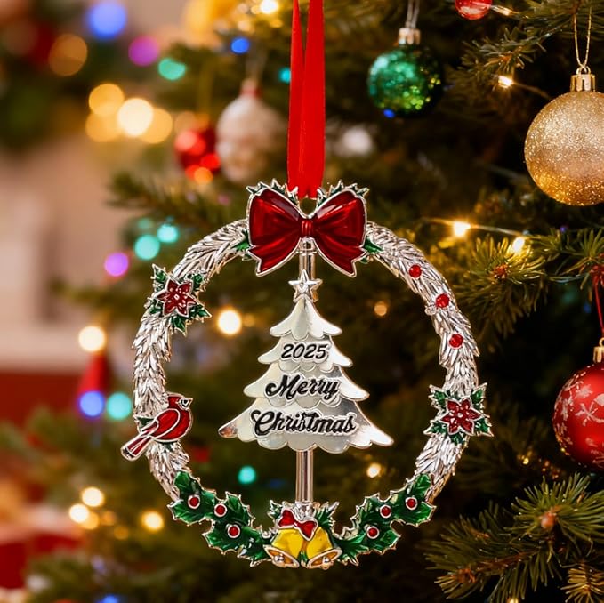 Christmas Ornaments 2025 Keepsake Xmas Tree Decorations with Gift Box Rotation Pendant DIY Hanging Craft Collectibles for Indoor Home Party (Tree)