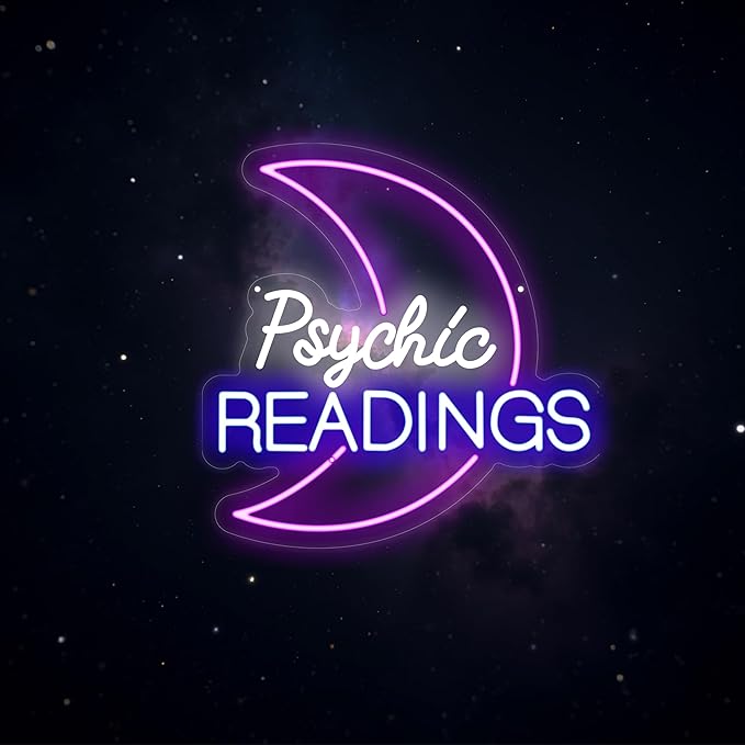 Psychic Moon Tarot Cards Neon Sign, Psychic Reading Led Light, Moon Star Shop Decor, Gothic Lover Gift, Dark Gothic Wall Art, Fortune Teller Sign for Psychic Tarot Room Wall Decor Tarot Reader Gifts