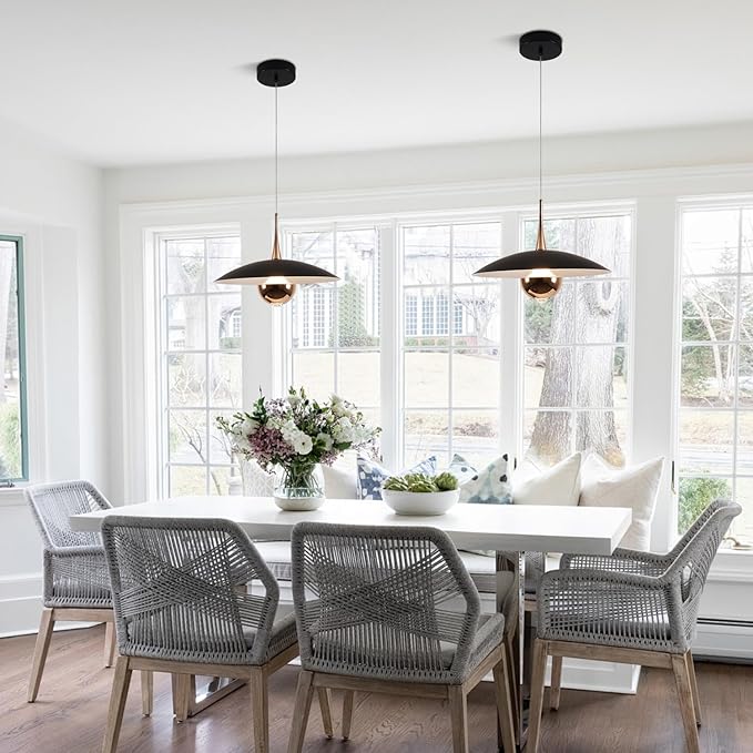 Modern Black Pendant Lighting Fixture Mini Metal Ceiling Light Adjustable Modern Hanging Lamp for Kitchen Bedroom Living Room