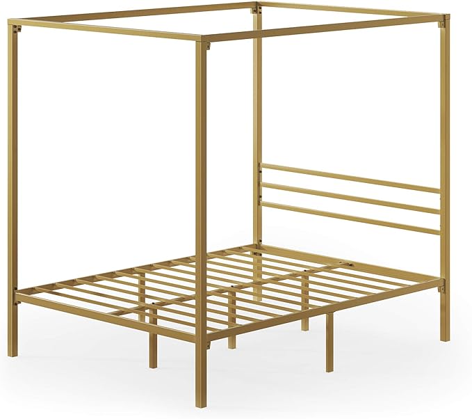 ZINUS Patricia Gold Metal Canopy Platform Bed Frame, Mattress Foundation with Steel Slat Support, No Box Spring Needed, Easy Assembly, Full