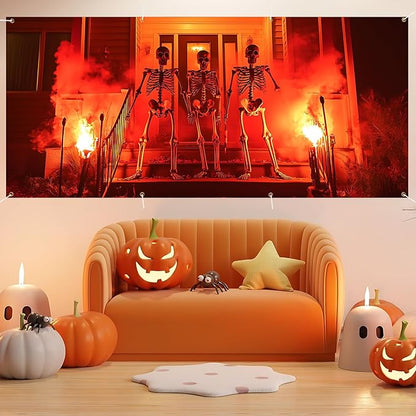 6 x 13 ft Halloween Garage Door Decorations Halloween decorations Witch Door Cover, Hanging Banner, Cauldron Backdrop Mural for Home, Outdoor, Indoor, Spooky Party, Wall, Window (Red)