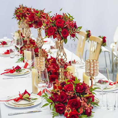 12 Pcs Metal Flower Arrangement Stand, 20 Inch Tall Metal Candle Holders Bulk for Wedding Table Decor & Party Home Decor