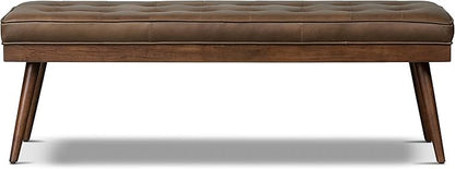 POLY & BARK Napa Luca Leather Bench Accent Chairs in Cocoa Brown
