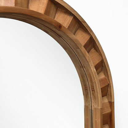 LuxenHome Arched Wall Mirror, 30.4"x18.5" Solid Wood Framed Rustic Farmhouse Decorative Wooden Mirrors, Wall Mounted Hanging Accent Entryway Mirror for Bathroom, Living Room, Bedroom Home Decor