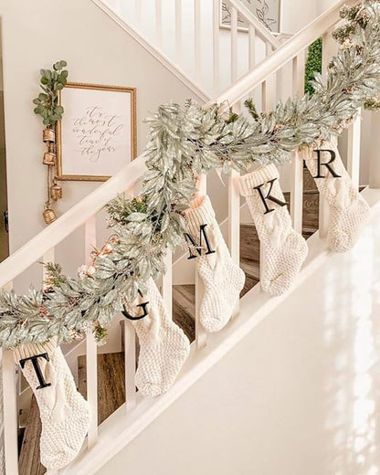 Hollyone 3 Pcs 7.5FT Christmas Garland Champagne Gold Glittered Artificial Magnolia Leaves for Mantle Christmas Tree Decorations Indoor Outdoor Hanging Garland Ornaments Door Wall Window Home Decor