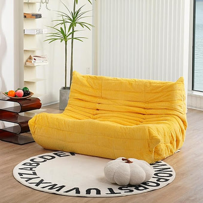 N&V Fireside Loveseat Mid Century Armless Twin Floor Sofa Corduroy Lounge Chair, Tuscany