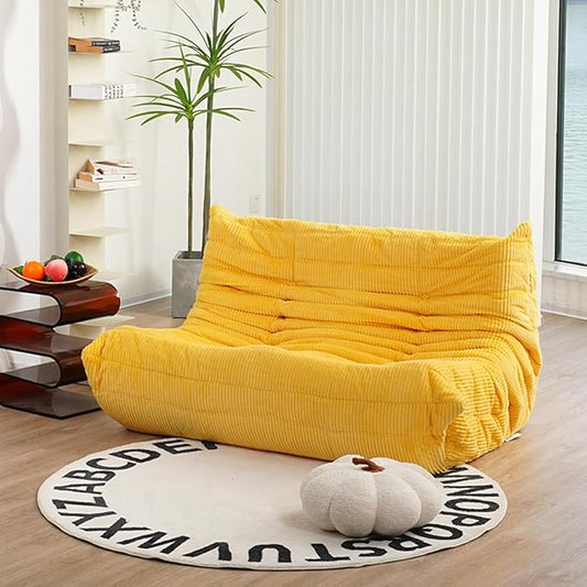 N&V Fireside Loveseat Mid Century Armless Twin Floor Sofa Corduroy Lounge Chair, Tuscany
