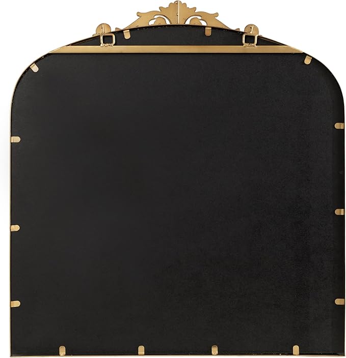 Kate and Laurel Arendahl Ornate Traditional Square Arched Mirror; 28 x 30; Antique Gold; Decorative Baroque Style Arch Vintage Mirror with Wide Frame and Crown