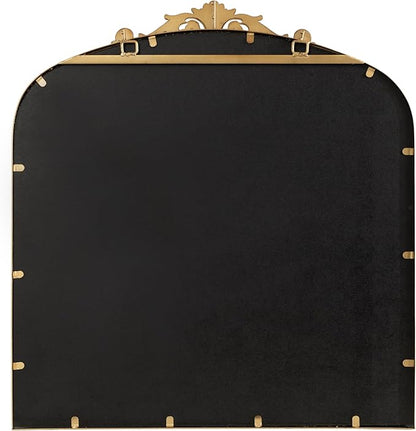Kate and Laurel Arendahl Ornate Traditional Square Arched Mirror; 28 x 30; Antique Gold; Decorative Baroque Style Arch Vintage Mirror with Wide Frame and Crown
