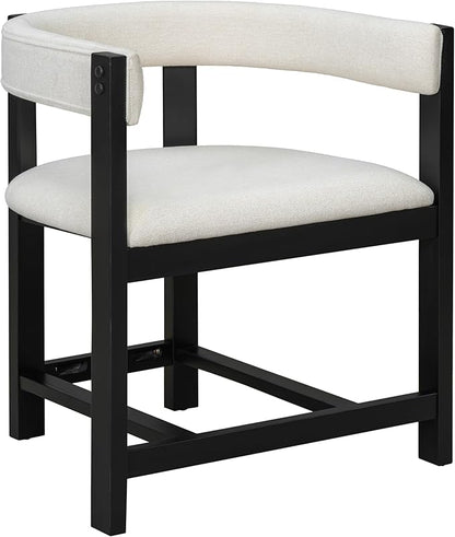 Christopher Knight Home Set of 2 Arley Modern Fabric Upholstered Dining Sturdy Wooden Kitchen Side Chair with Ergonomic Backrest and Footrest, Soft Padded Barrel, Beige+Black
