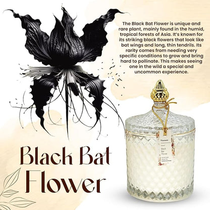 VIONAMI Luxury Scented Candle Gift – Black Bat Rare Flower Fragrance in Elegant Glass Jar, Soy Candles, Long-Lasting 80 Hr, 14.8 oz, Gift Ready – Luxury Candles for Women