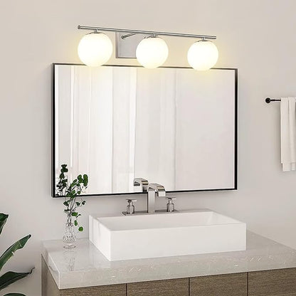 New Bathroom Vanity Light Fixtures 3 Lights Brushed Nickel Glass Shade Modern Wall Bar Sconce Over Mirror