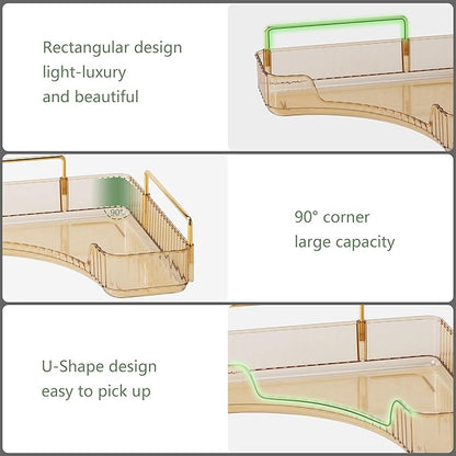 Corner Bathroom Counter Organizer Bathroom Countertop Shelf Makeup Organizer for Vanity Perfume Corner Storage (3 Tiers, Gold)