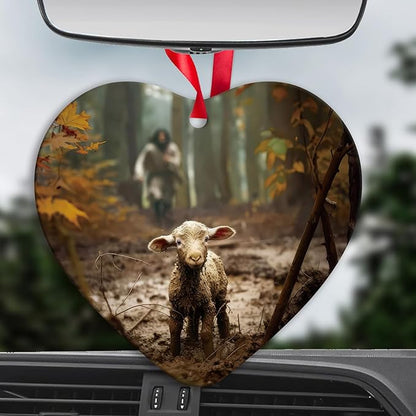 Religious Christmas Ornaments - Christian Tree Decor with Jesus & Lamb Design, Baptism Gift for Women, Inspirational Holiday Hanging Ornament, 2025 Birthday Keepsake, Faith-Based Home Decor C-318