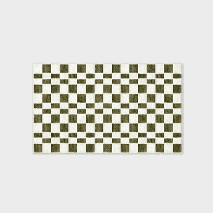 EVERGRACE Checkered Plaid Area Rug 3x5, Soft Fuzzy Faux Wool Rugs Washable Anti Slip Rugs Small Rug Carpet for Entryway Bedroom Living Room Hallway Kitchen Dining Room and Laundry Room, Olive Green