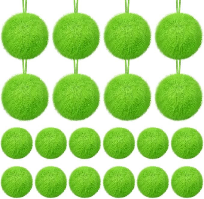 24 Pcs Lime Green Furry Christmas Ball Ornaments Christmas Tree Decorations Pom Pom Ball Ornaments for Christmas Decorations Fireplace Mantel Wall Decor
